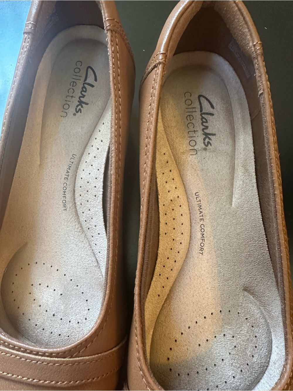 Clarks Marilyn Nora Tan Leather Block Heel Pumps Size 7.5 M - Picture 11 of 12